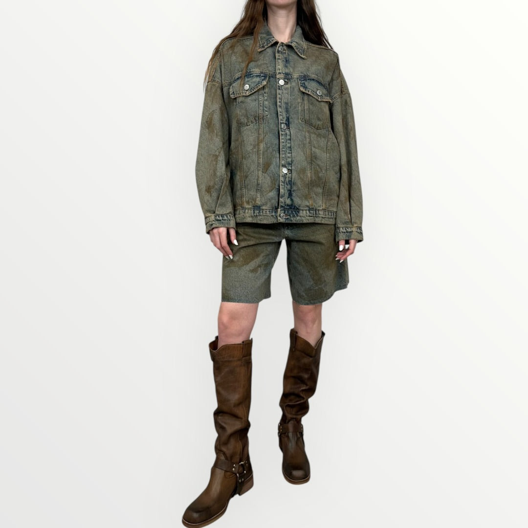 HAVEONE - BERMUDA IN DENIM SPENNELLATO