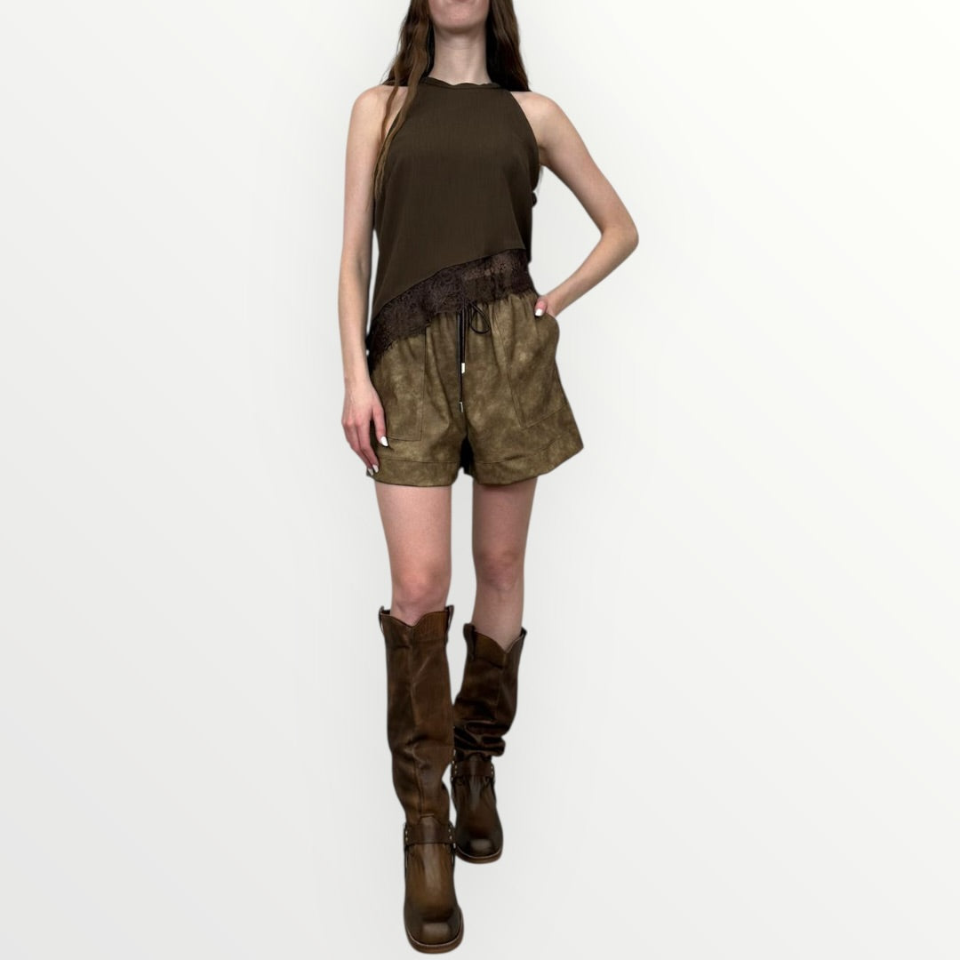 HAVEONE - CANOTTA ASIMMETRICA CON PIZZO