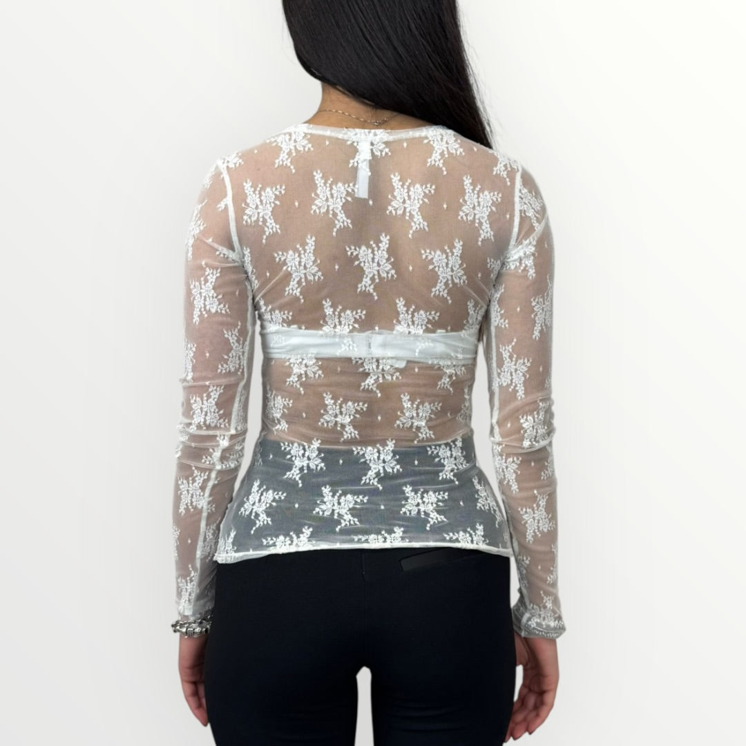 IMPERIAL - T-SHIRT A MANICA LUNGA IN PIZZO