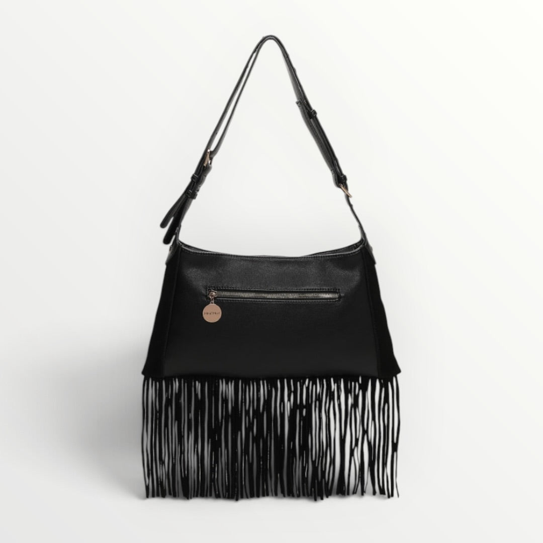 MIMI' MUA' - BORSA A TRACOLLA CON BORCHIE E FRANGE