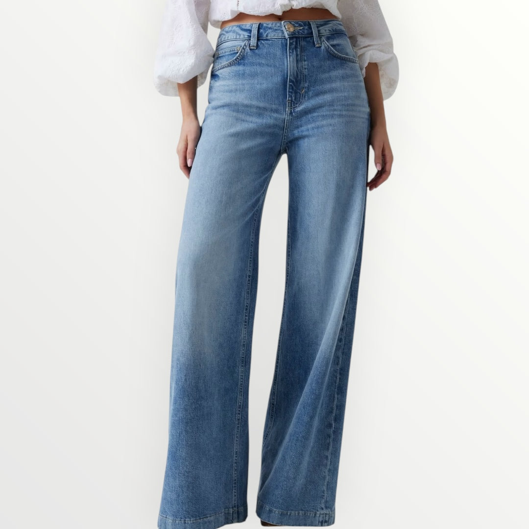 GUESS - JEANS WIDE LEG CON LAVAGGIO CHIARO