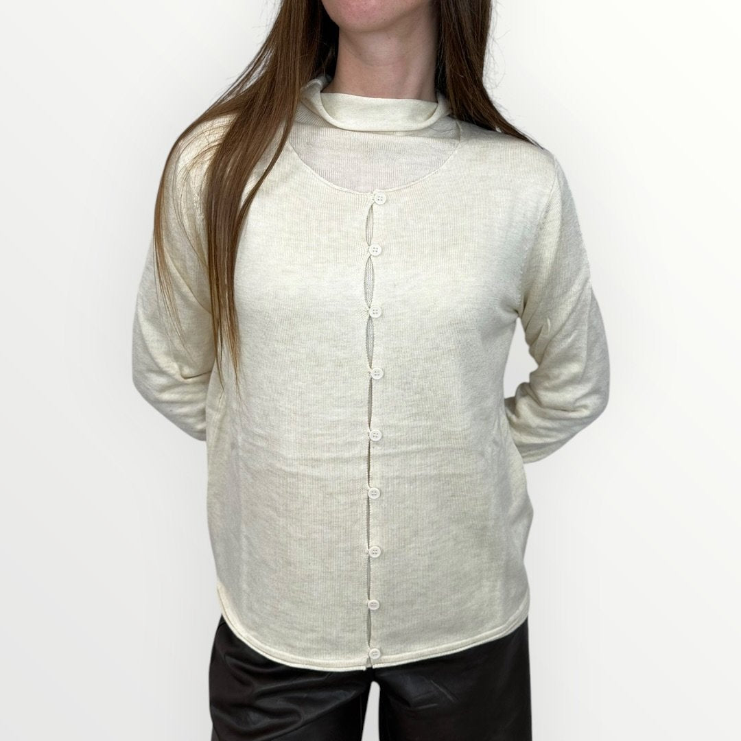 FERRONE - CARDIGAN CON SCIARPINA TONO SU TONO