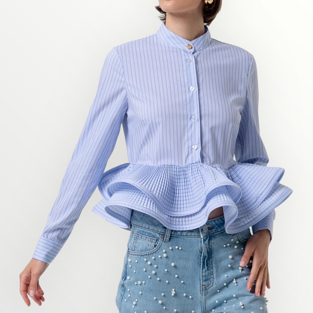 FRACOMINA - CAMICIA CON GALE PLISSETTATE