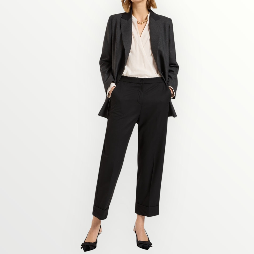 ELENA MIRO' - PANTALONE CROPPED CON RISVOLTO