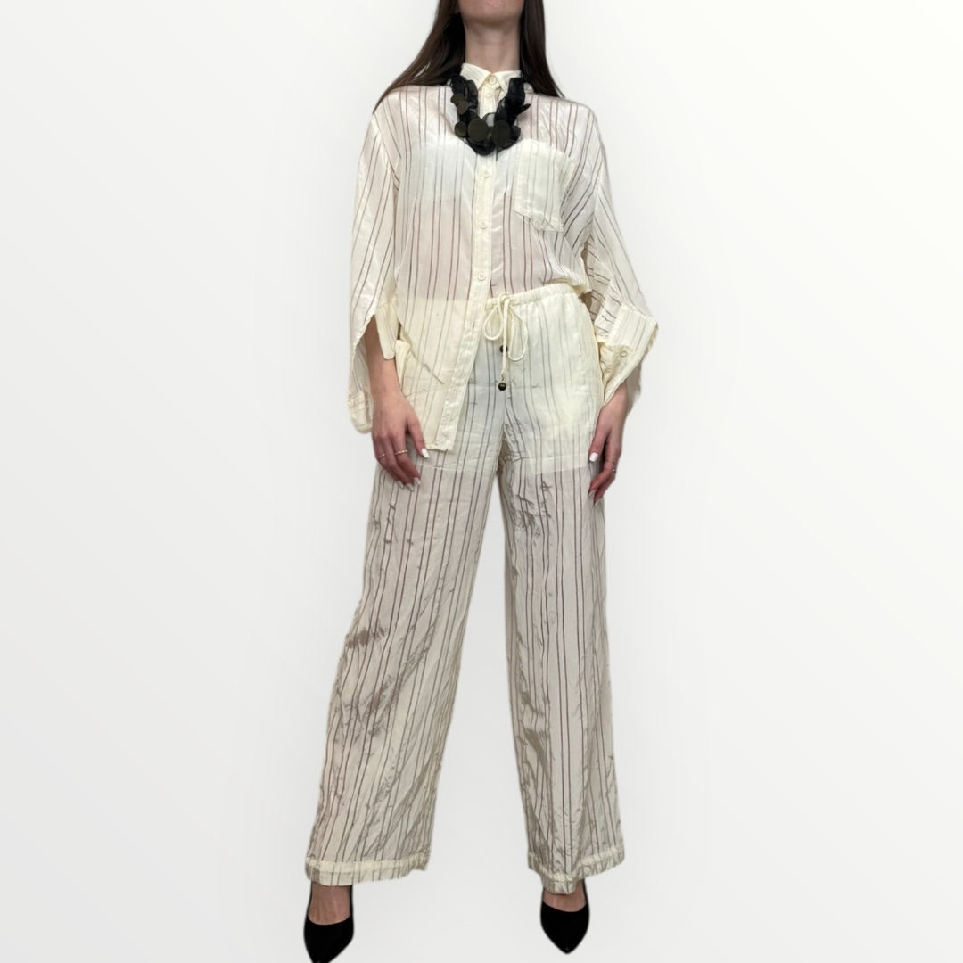 SOUVENIR - CAMICIA RIGATA CON TRASPARENZE