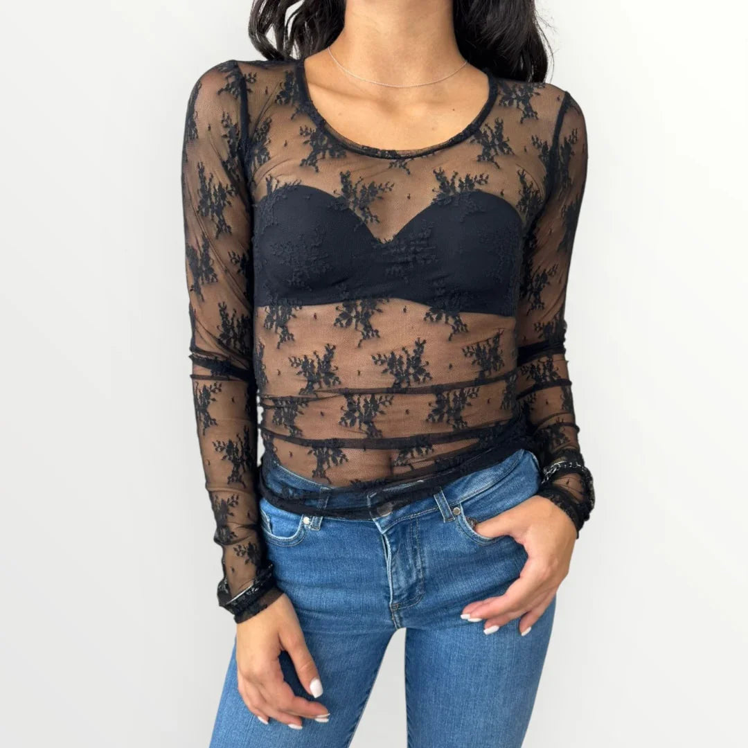 IMPERIAL - T-SHIRT A MANICA LUNGA IN PIZZO