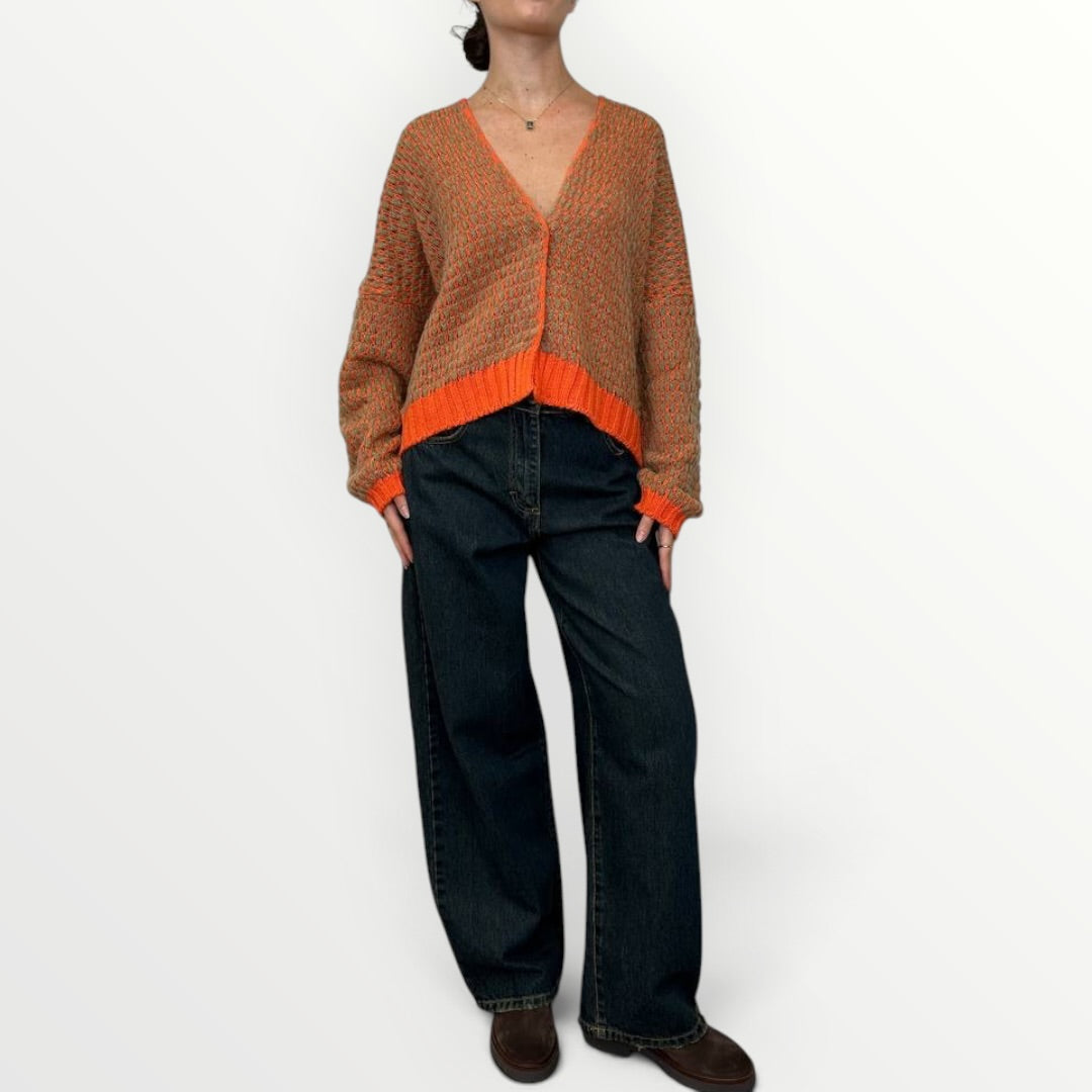 HAVEONE - CARDIGAN TRAFORATO BI-COLOR
