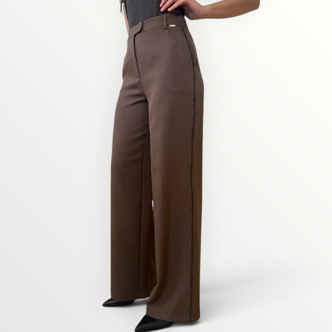 FRACOMINA - PANTALONE CON PASSAMANERIA A CONTRASTO