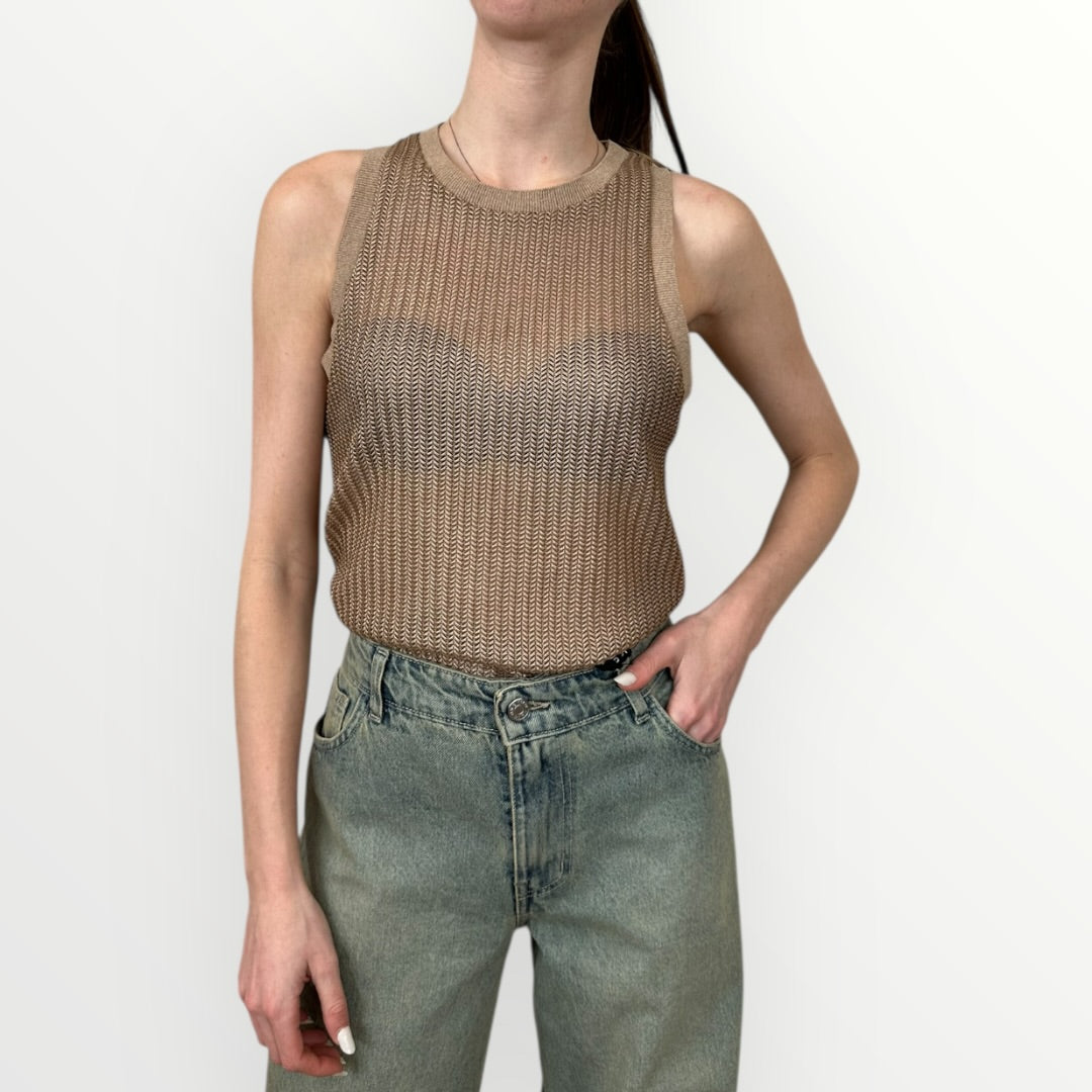 HAVEONE - CANOTTA TRAFORATA CON PROFILI A COSTINA