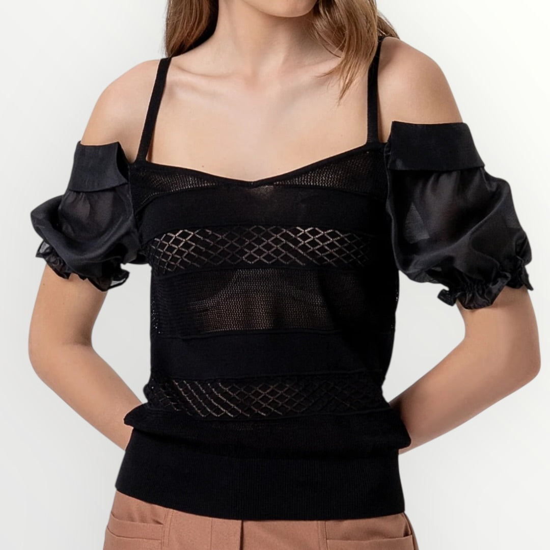 FRACOMINA - T-SHIRT SLIM TRAFORATA