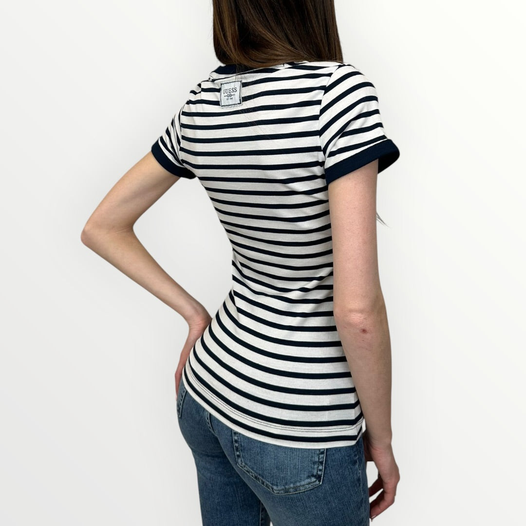 GUESS - T-SHIRT A RIGHE CON LOGO