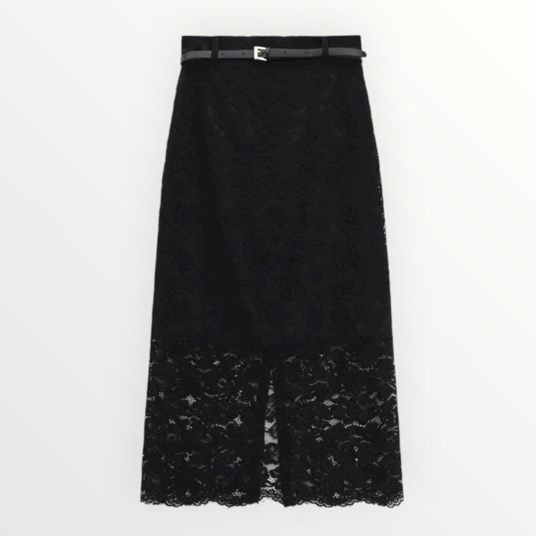 IMPERIAL - GONNA IN PIZZO CON SPACCO E CINTURA