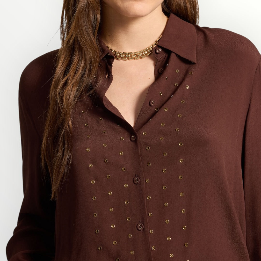 ELENA MIRO' - CAMICIA IN VISCOSA CON STRASS