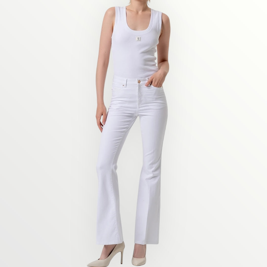 FRACOMINA - JEANS A ZAMPA IN TESSUTO STRETCH