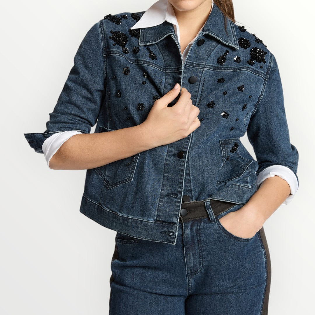 ELENA MIRO' - GIACCA IN DENIM RICAMATA