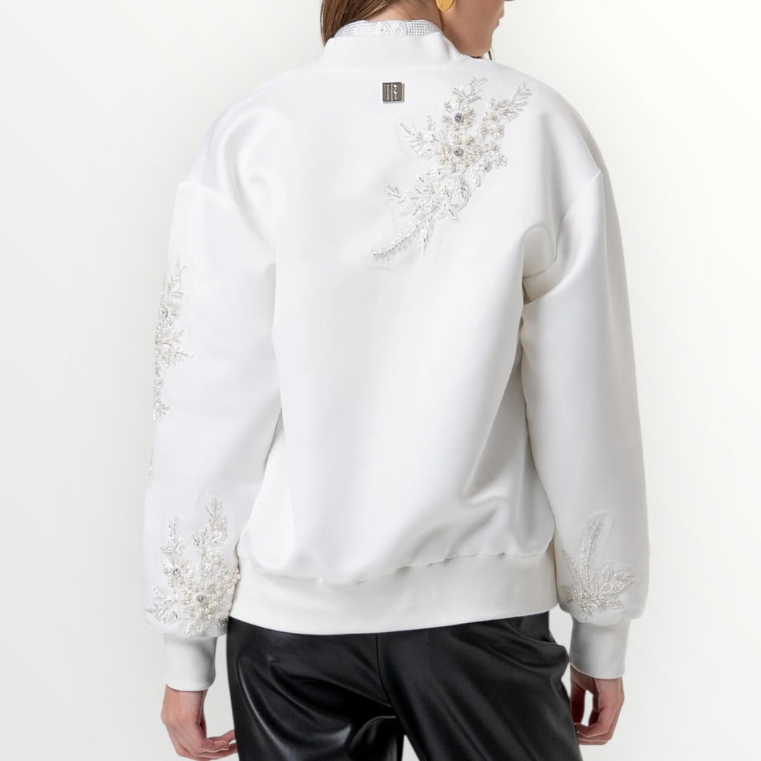 FRACOMINA - BOMBER CON APPLICAZIONI DI PERLE E PIETRE