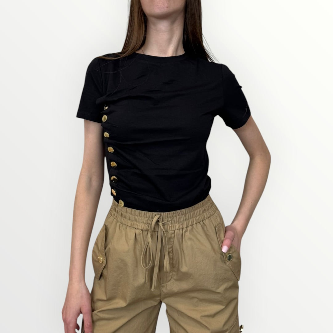 NO SECRETS - T-SHIRT CON BOTTONI LATERALI
