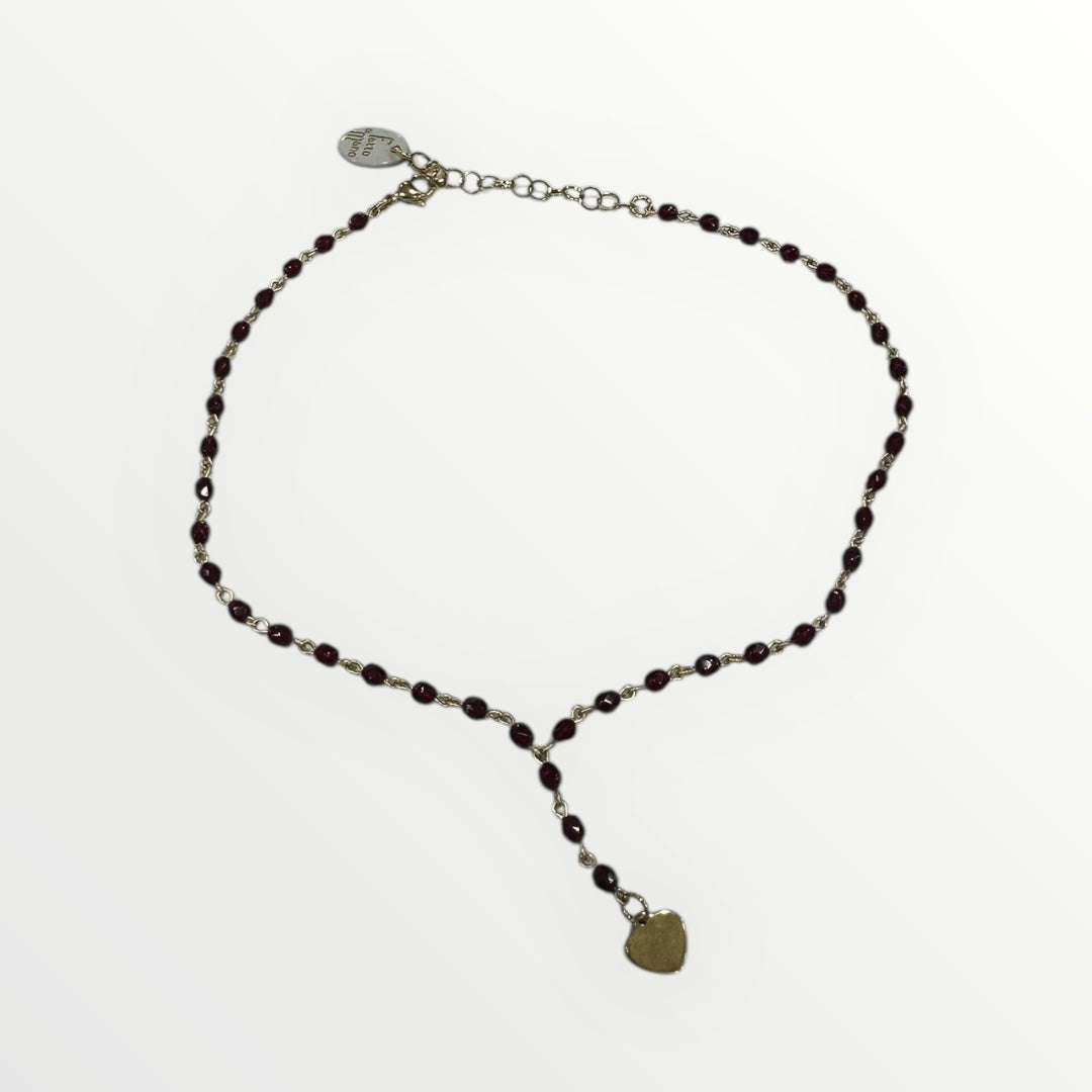 MOMI - SHORT HEART ROSARY NECKLACE