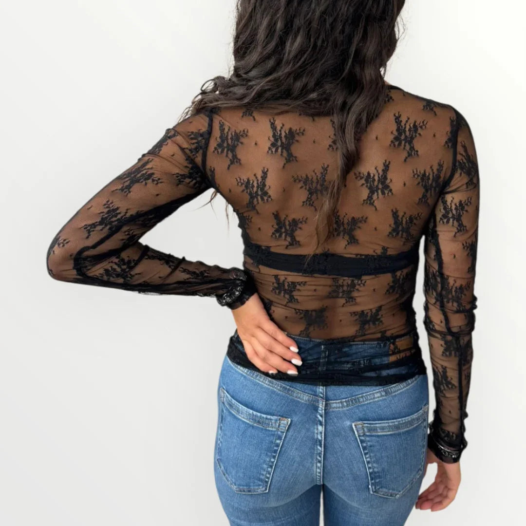 IMPERIAL - T-SHIRT A MANICA LUNGA IN PIZZO