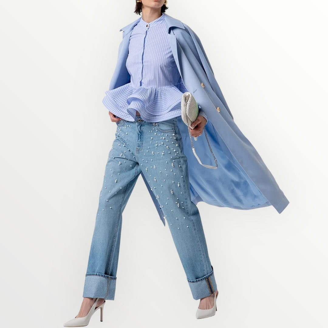 FRACOMINA - CAMICIA CON GALE PLISSETTATE