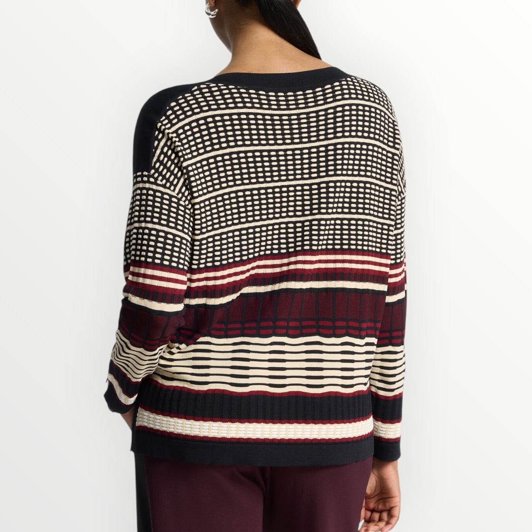 ELENA MIRO' - MAGLIA JACQUARD CON SCOLLO A BARCHETTA