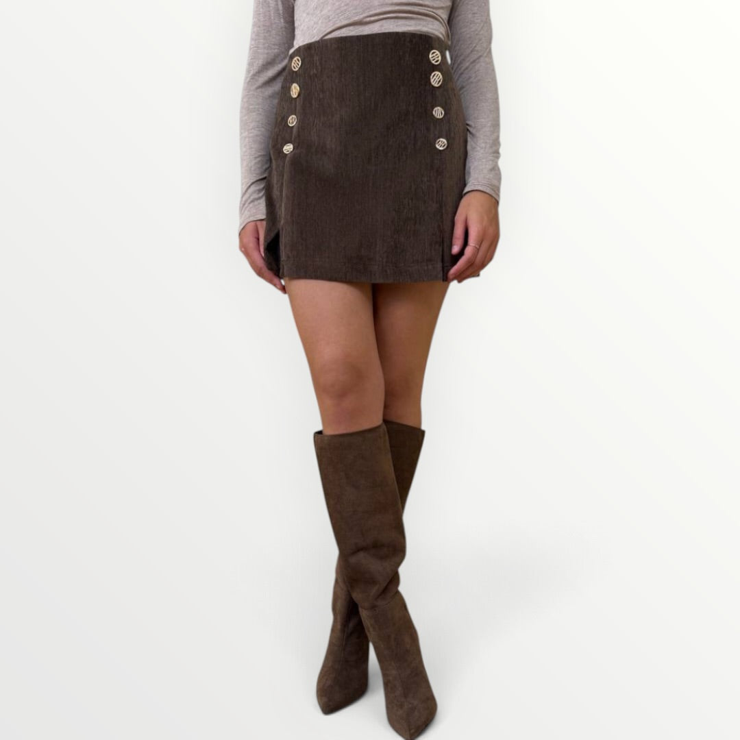FRACOMINA - SHORT IN VELLUTO CON BOTTONI GIOIELLO