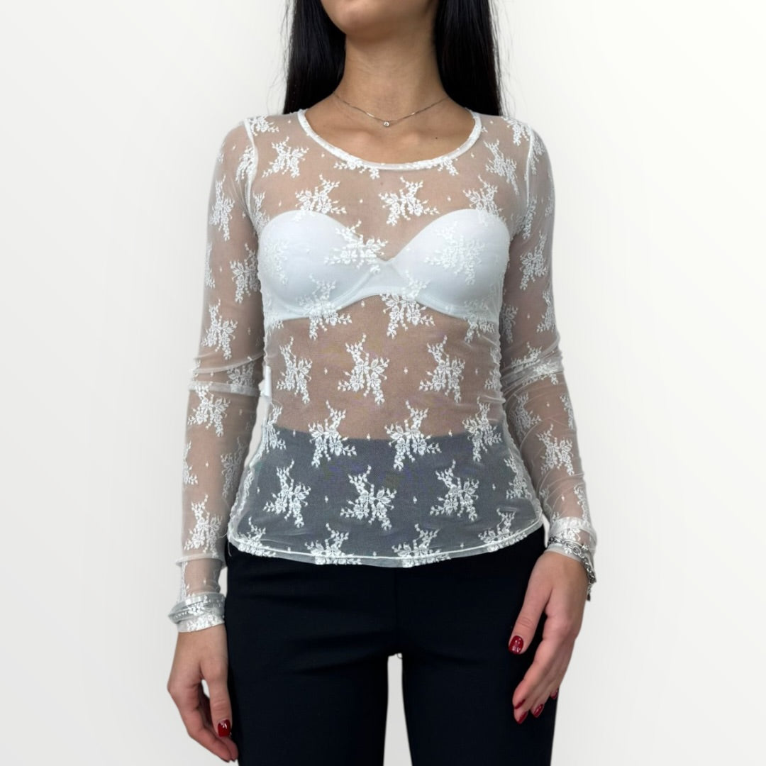 IMPERIAL - T-SHIRT A MANICA LUNGA IN PIZZO