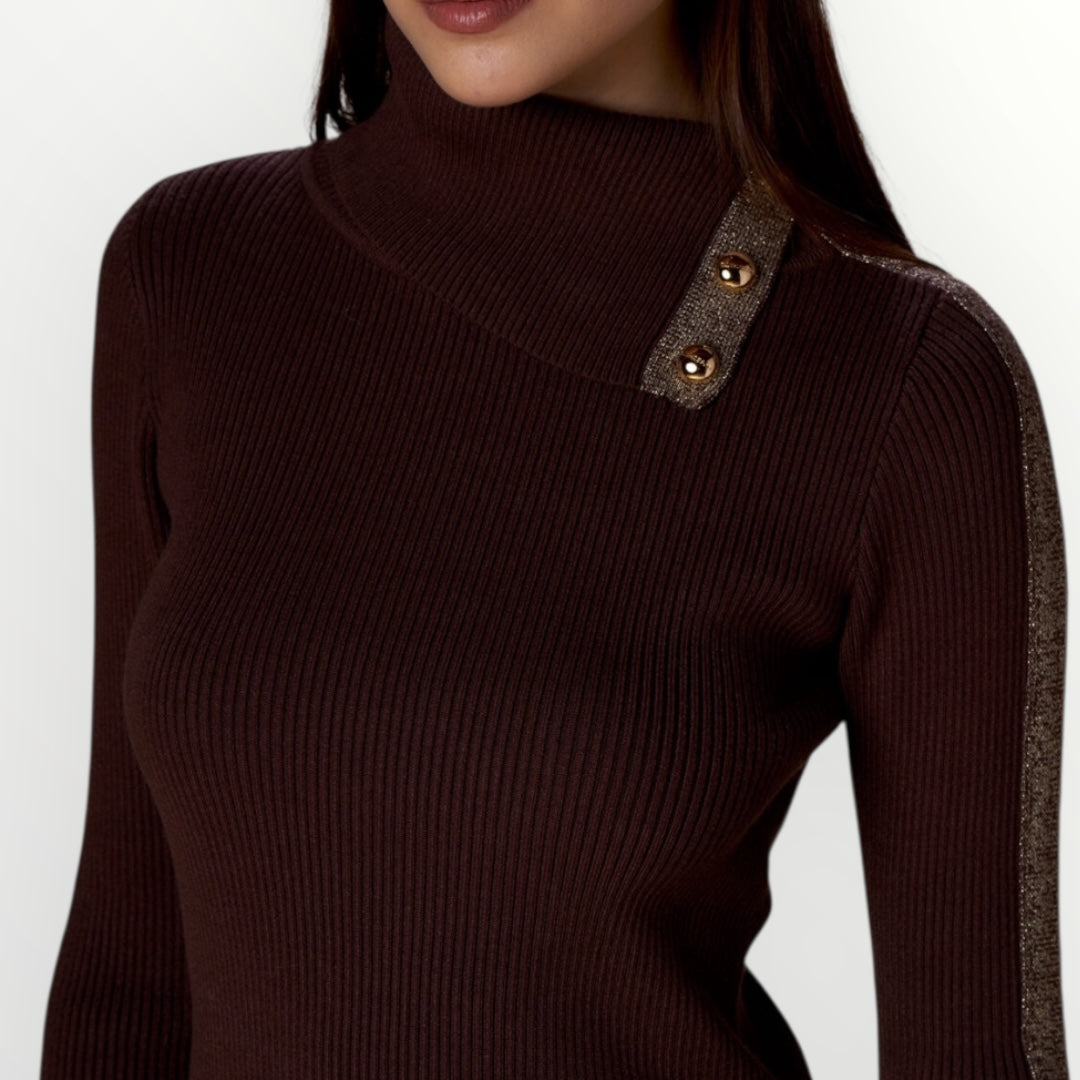 NO SECRETS - MAGLIA DOLCEVITA CON LUREX E BOTTONI