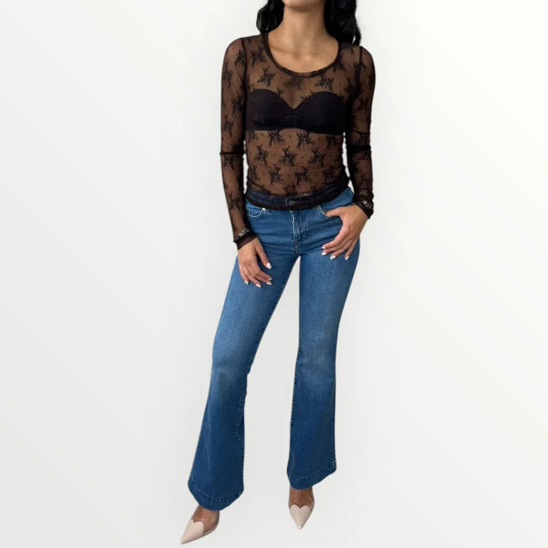 IMPERIAL - T-SHIRT A MANICA LUNGA IN PIZZO