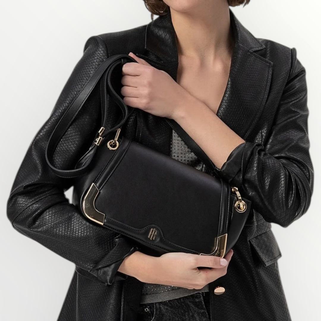 FRACOMINA - BORSA A TRACOLLA CON DETTAGLI METALLICI