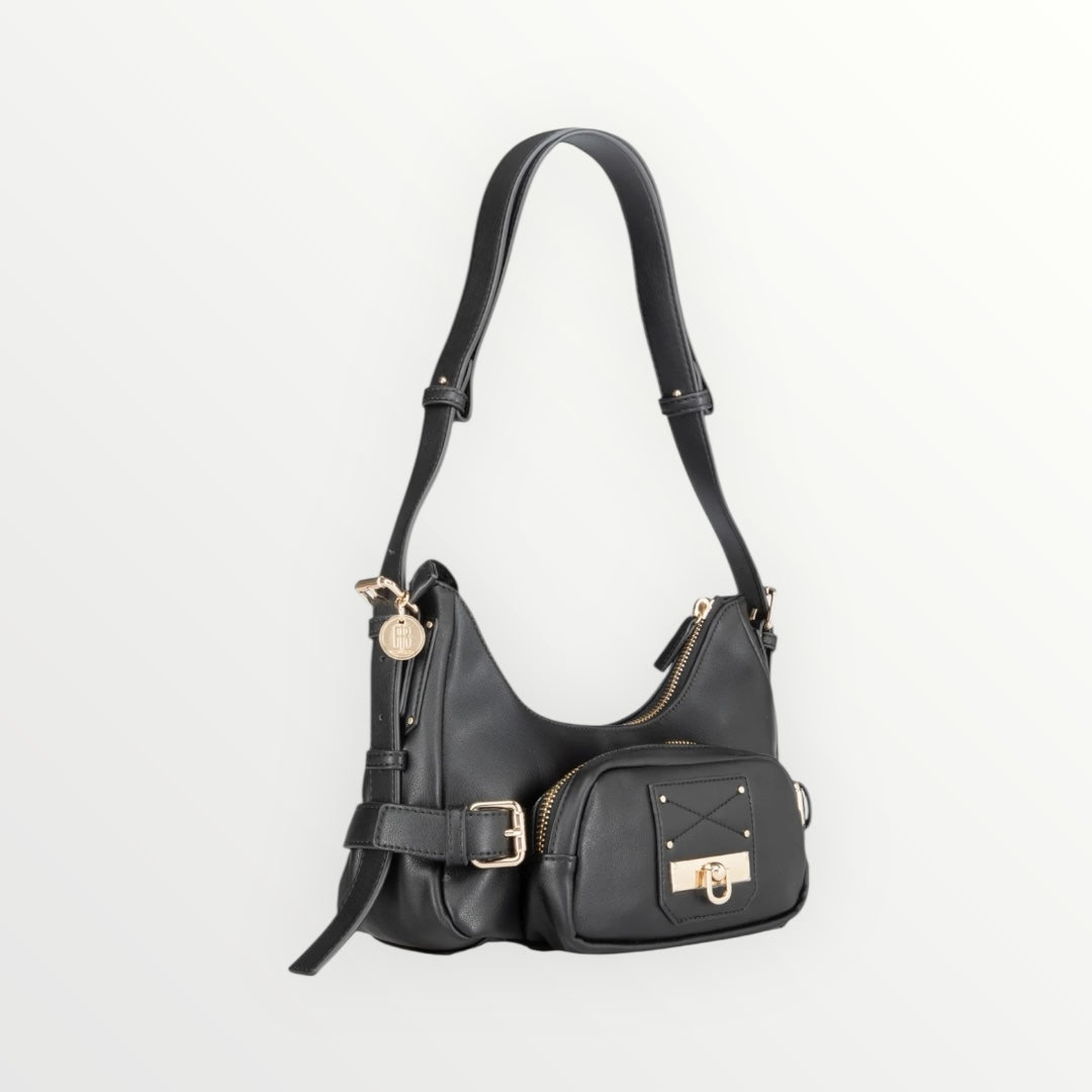 FRACOMINA - BORSA A SPALLA CON BORCHIE E FIBBIE