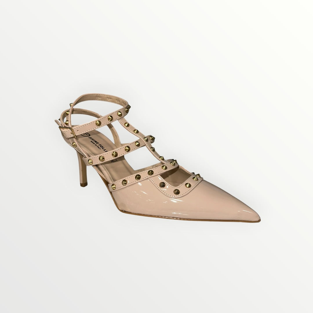 DIVINE FOLLIE - DECOLLETE IN VERNICE LUCIDA CON BORCHIE