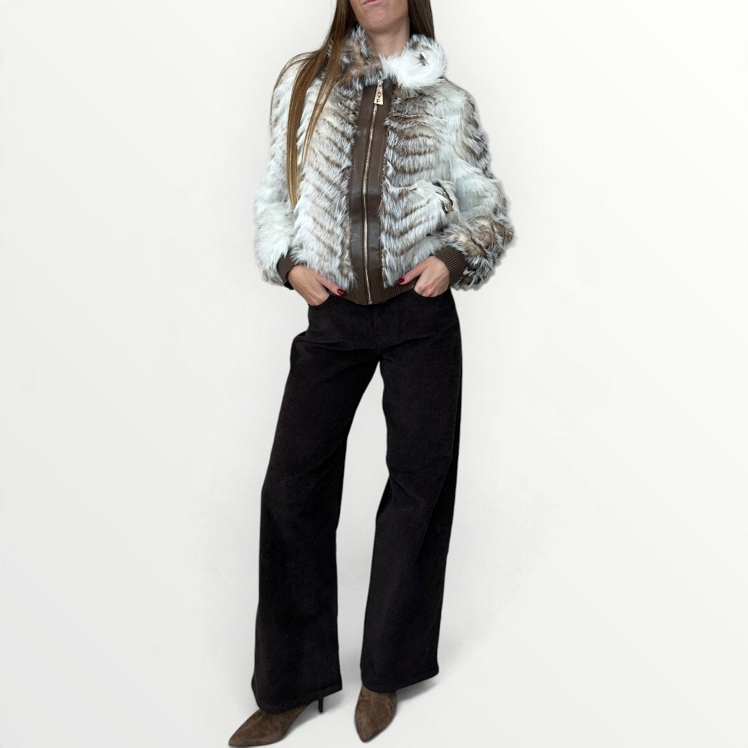 AYFEE - GIACCA IN ECO-PELLICCIA CON INSERTI IN PELLE