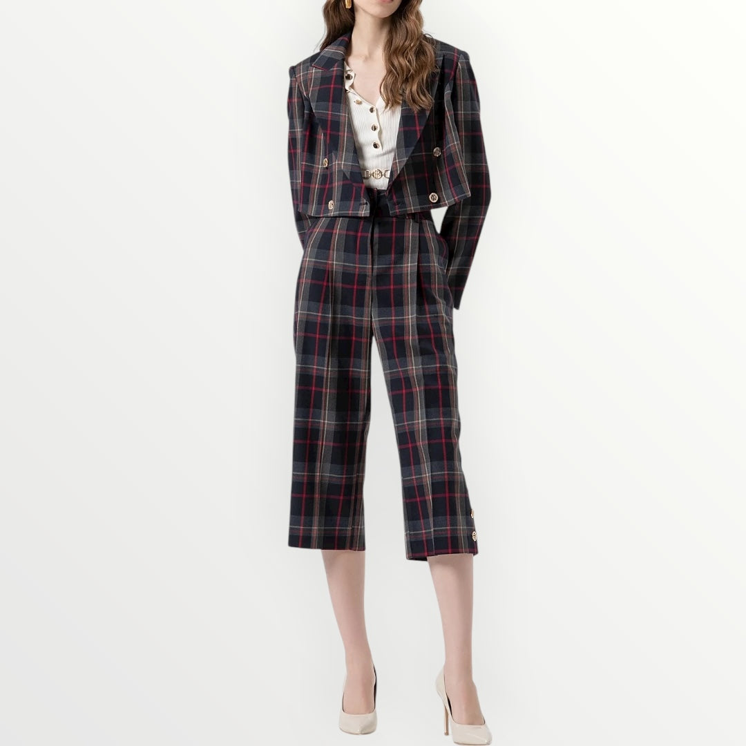 FRACOMINA - GIACCA CROPPED IN FANTASIA TARTAN