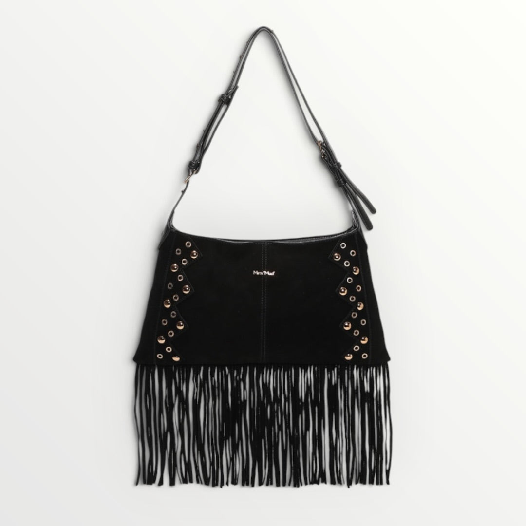 MIMI' MUA' - BORSA A TRACOLLA CON BORCHIE E FRANGE