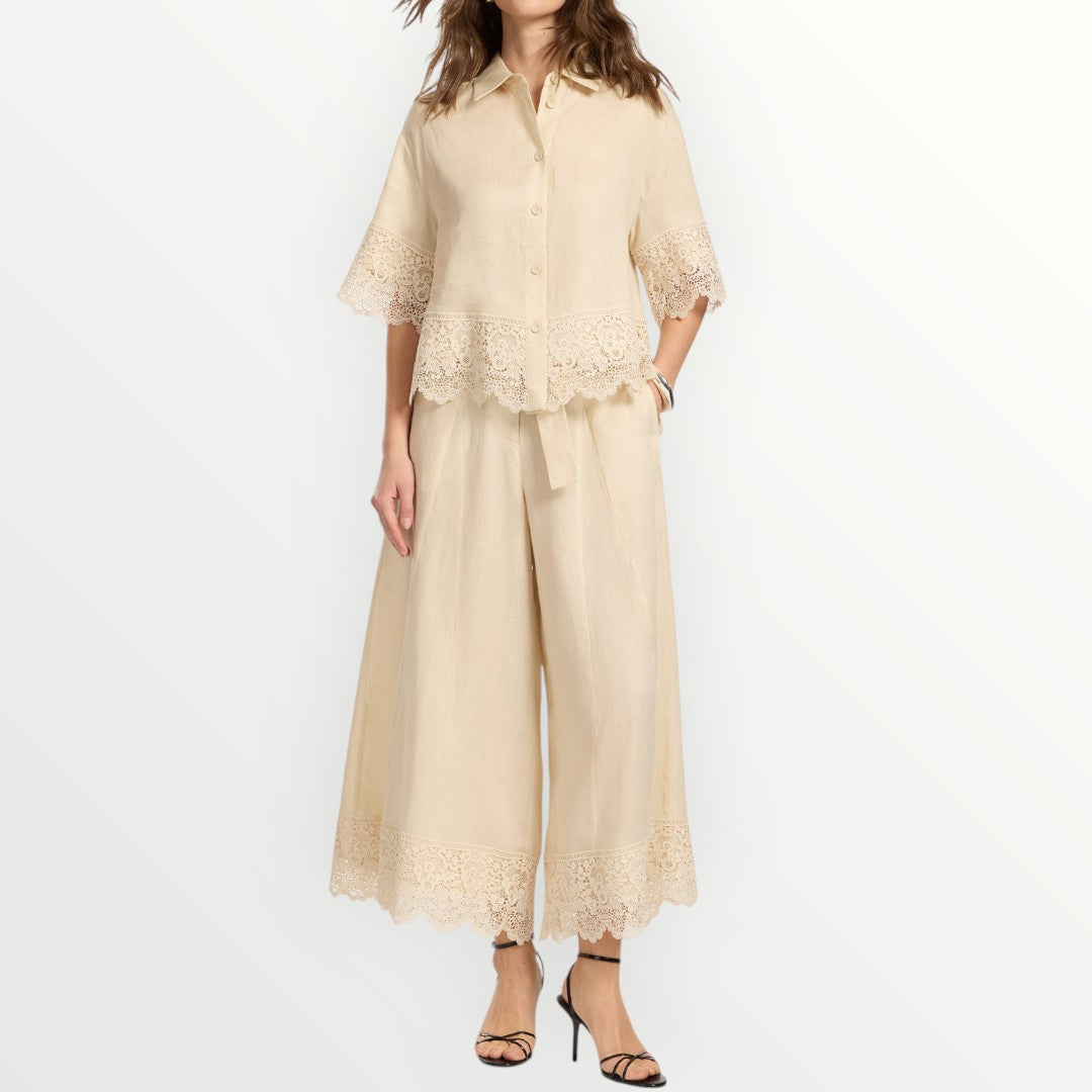 ELENA MIRO' - PANTALONI CON INSERTI IN PIZZO