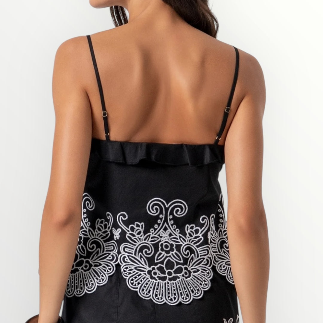 FRACOMINA - TOP IN COTONE CON RICAMI