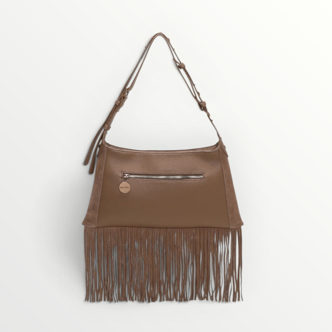 MIMI' MUA' - BORSA A TRACOLLA CON BORCHIE E FRANGE