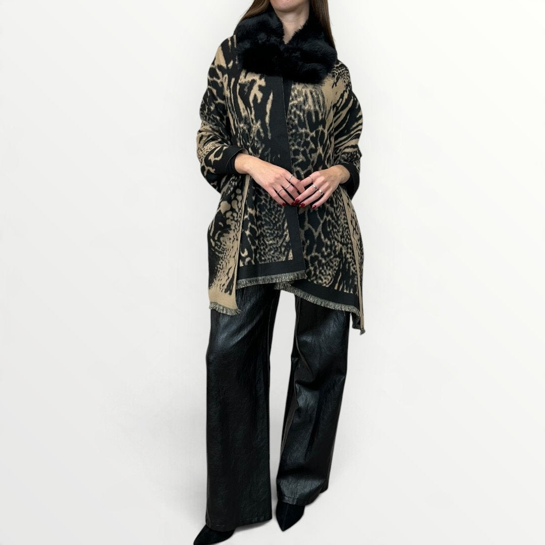 AYFEE - MANTELLA IN FANTASIA CON COLLO IN ECO-PELLICCIA