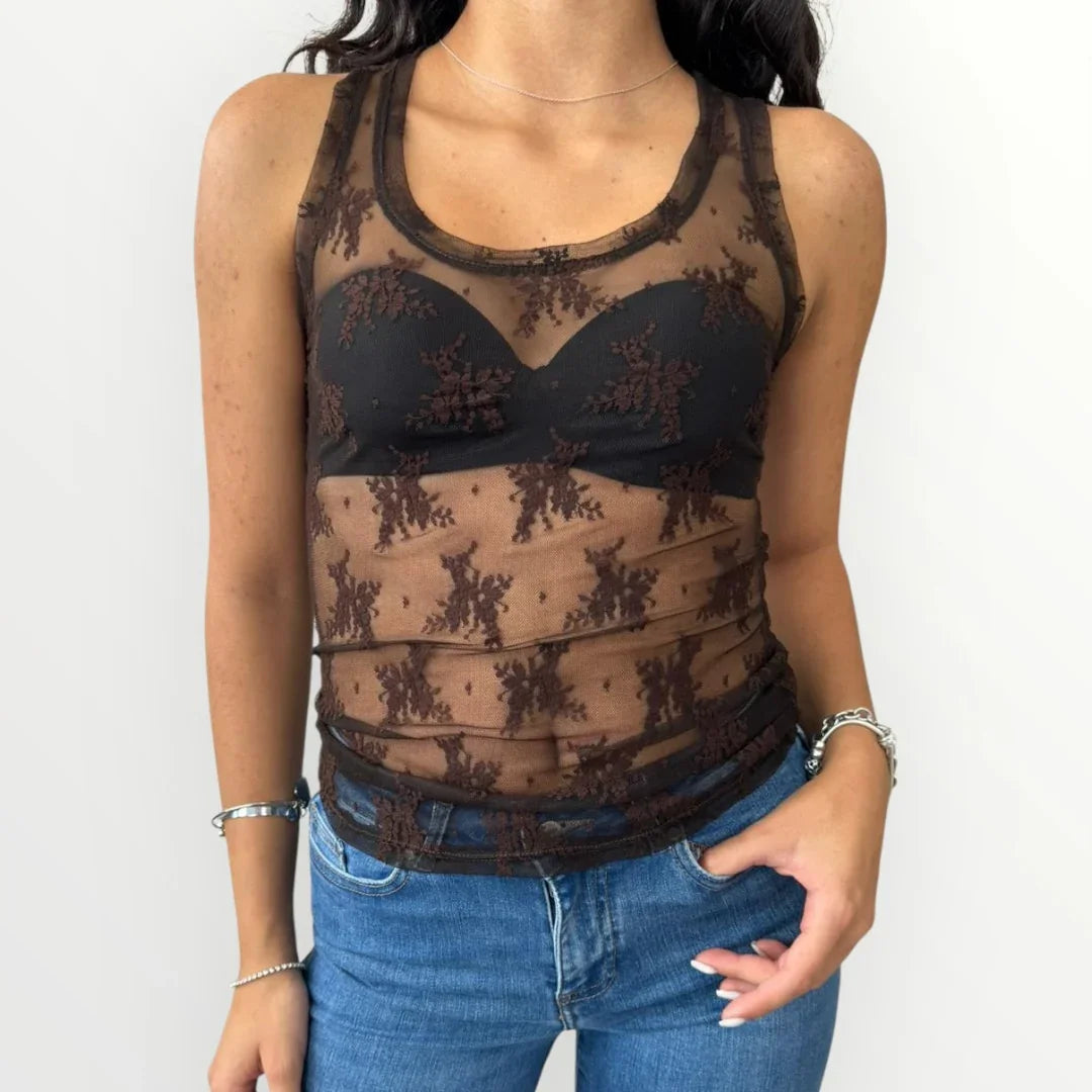 IMPERIAL - CANOTTA IN PIZZO TRASPARENTE