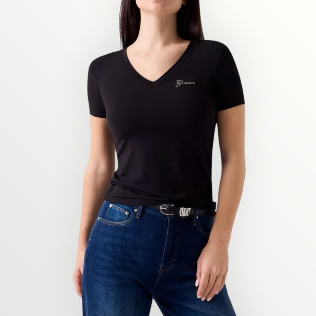 GUESS - T-SHIRT MINI LOGO STRASS