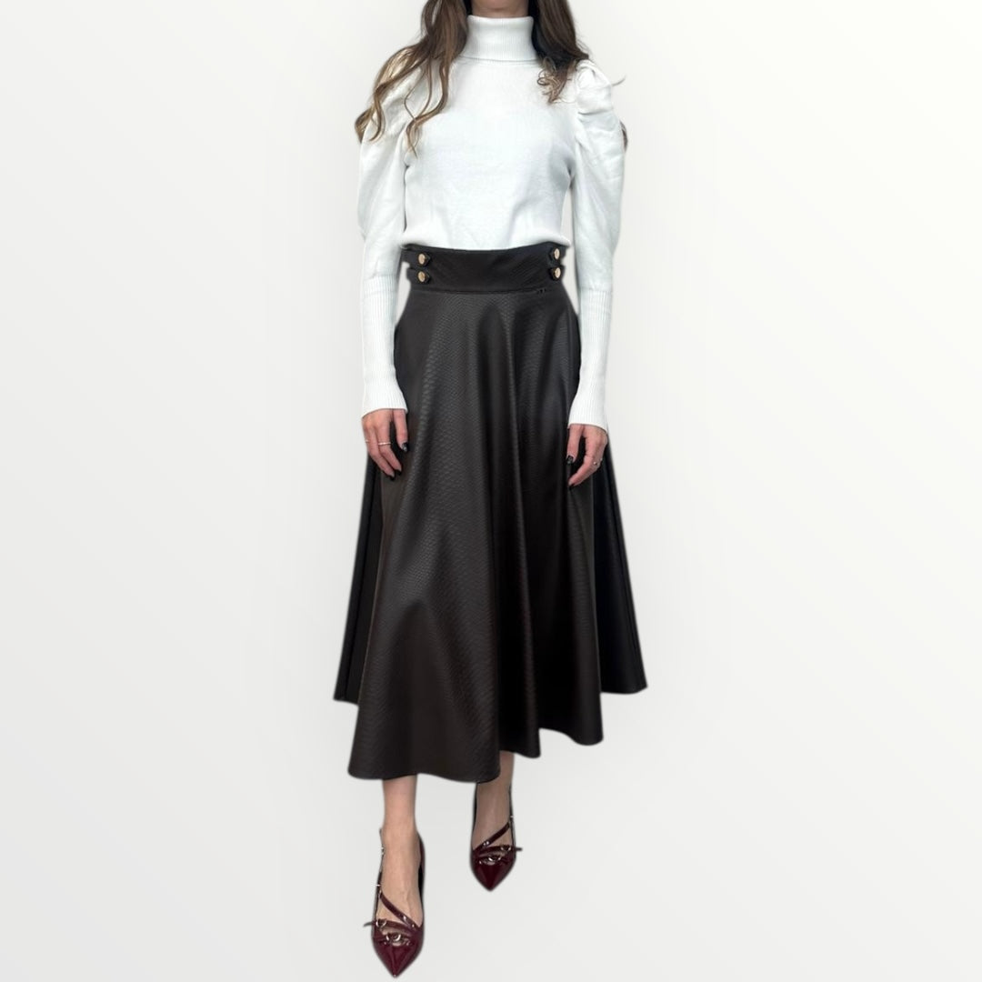 FRACOMINA - GONNA ECOPELLE STAMPA COCCO