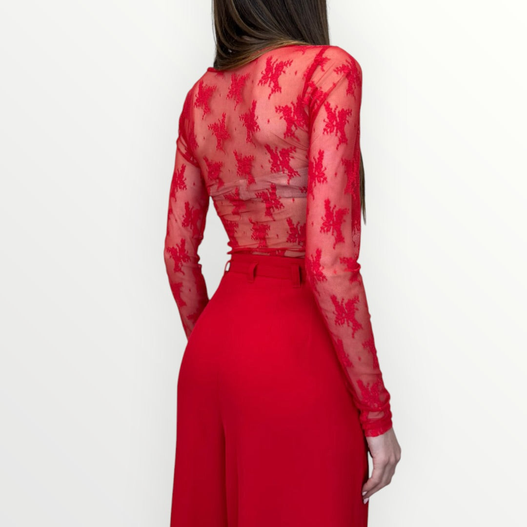 IMPERIAL - T-SHIRT A MANICA LUNGA IN PIZZO
