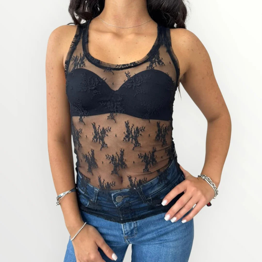 IMPERIAL - CANOTTA IN PIZZO TRASPARENTE