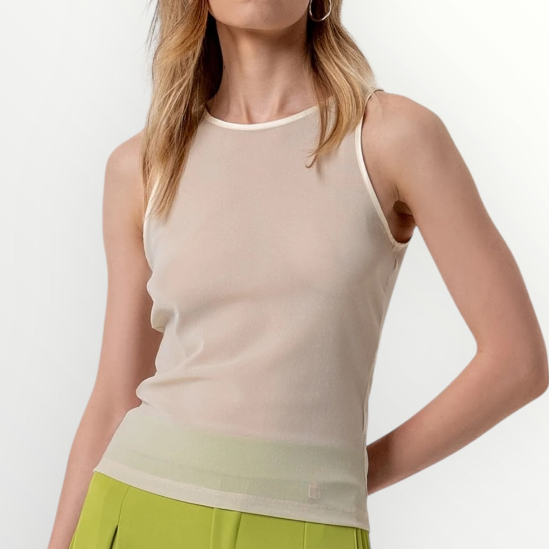 FRACOMINA - CANOTTA IN TULLE TRASPARENTE