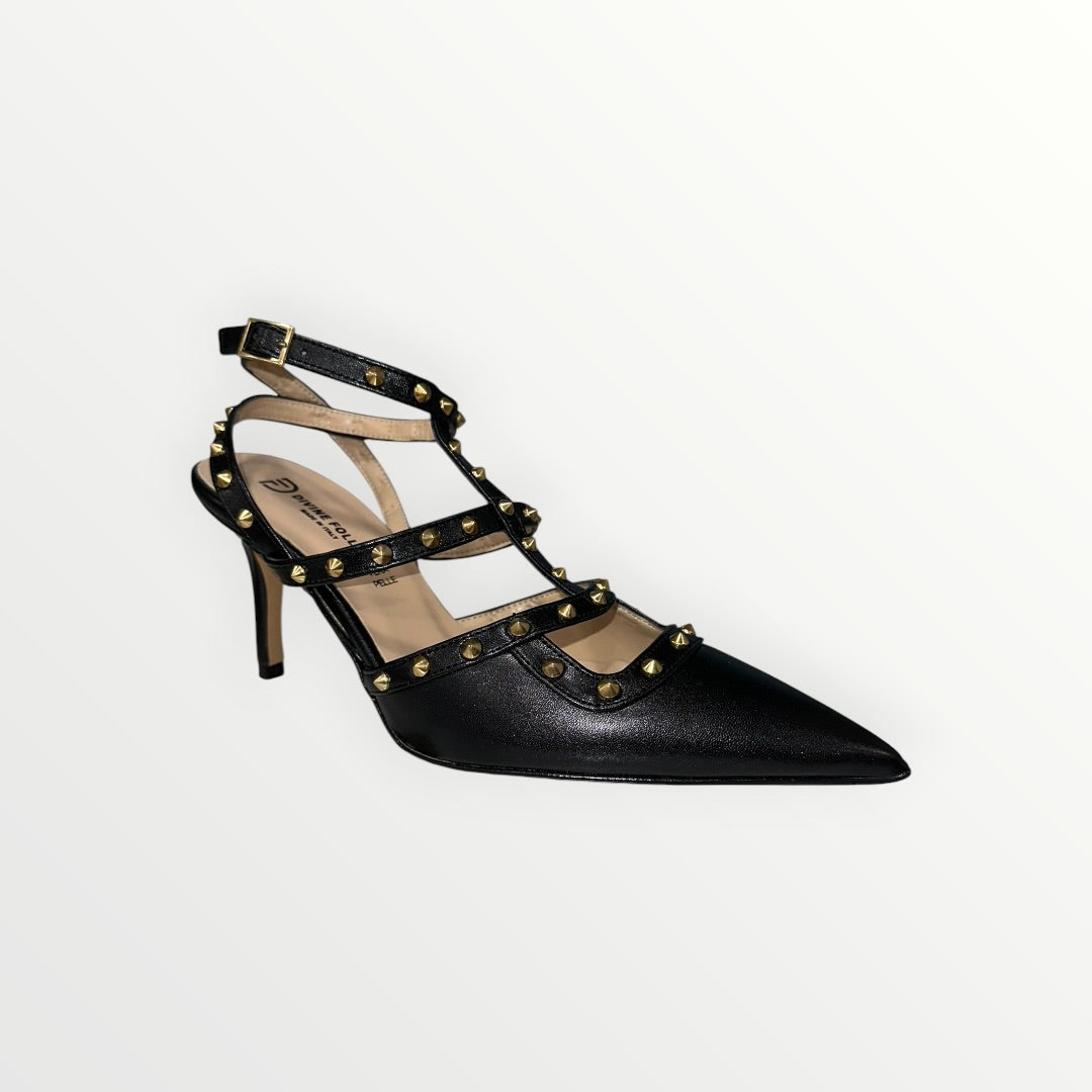 DIVINE FOLLIE - DECOLLETE IN VERNICE LUCIDA CON BORCHIE