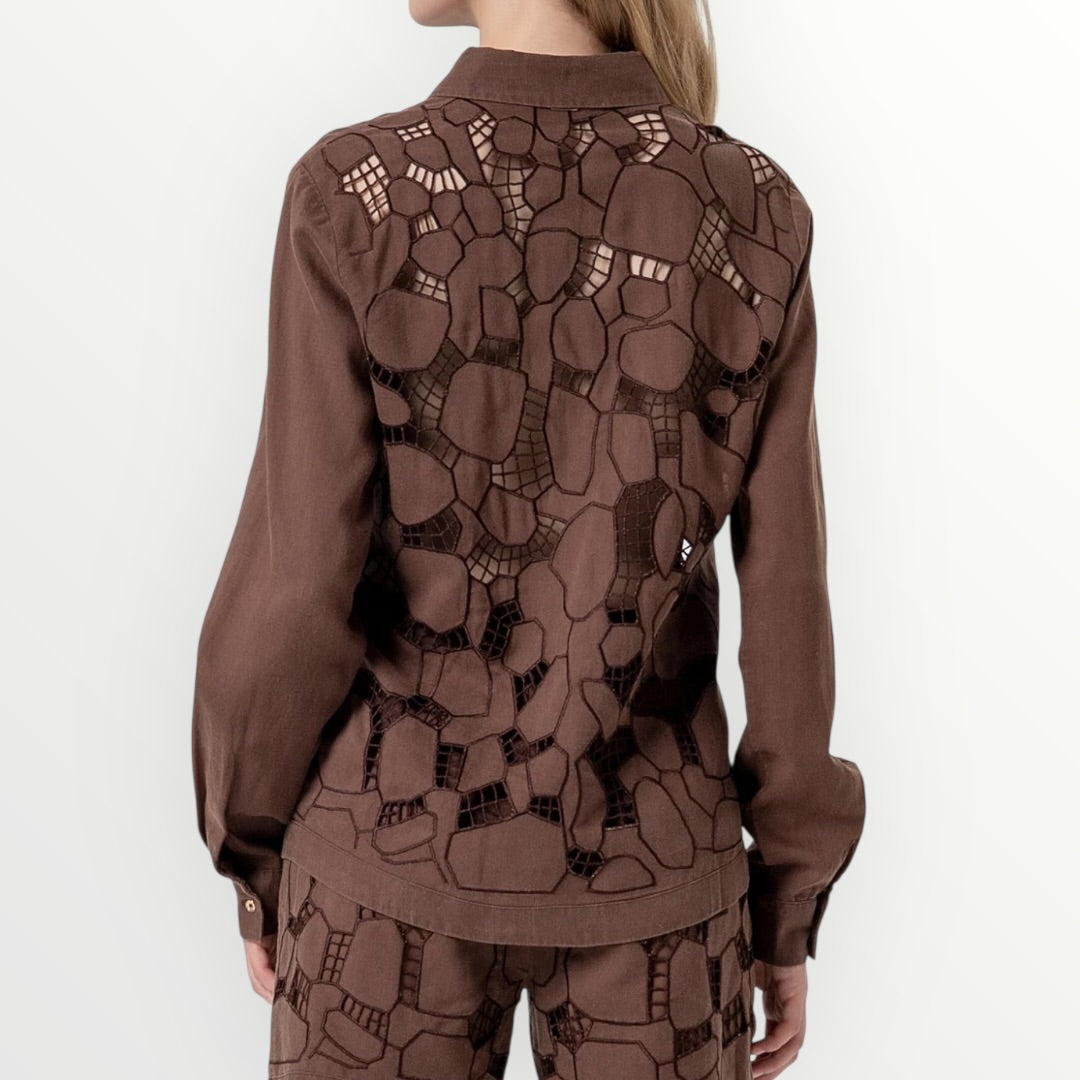 FRACOMINA - CAMICIA CON RICAMI IN LINO