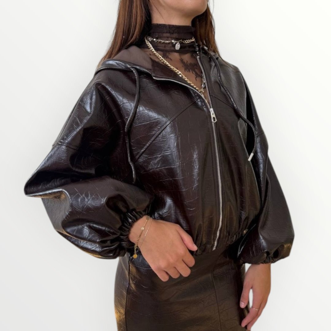 IMPERIAL - BOMBER IN ECO-PELLE EFFETTO COCCO