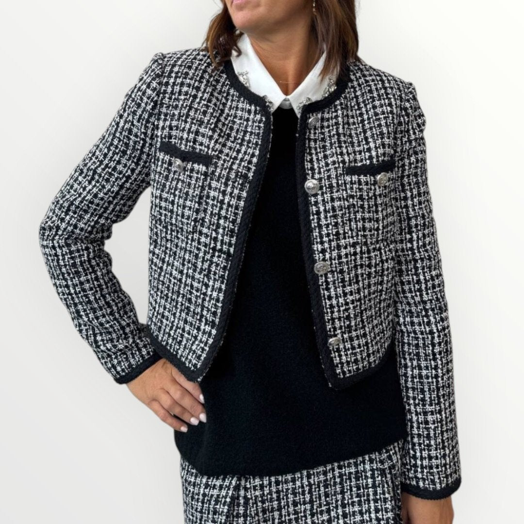 GUESS - GIACCA IN TWEED CON BOTTONI GIOIELLO