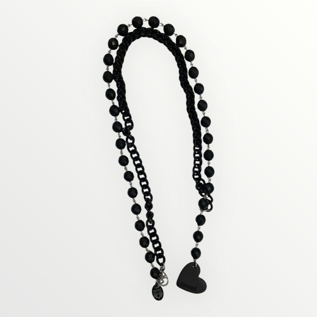 MOMI - COLLANA FRANCESCA GOMMA LUNGA CUORE